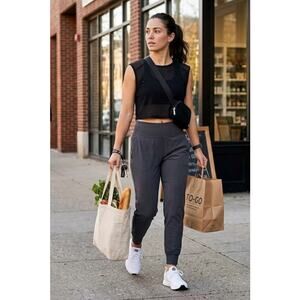 Lululemon Black Sheer Mesh Sleeve Crop Top 14 Breathable Yoga Gym Workout